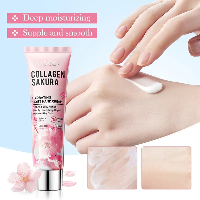 SADOER Sakura Collagen Hand Cream Moisturizing & Brightening 60g Hand Cream QXL