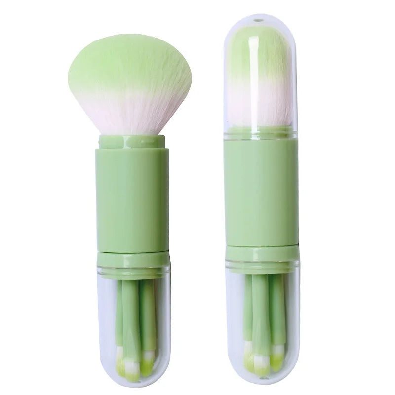 4-in-1 Telescopic Travel Makeup Brush Set | 4 Mini Brushes Travel Makeup Brush Set QXL 4 In 1-green
