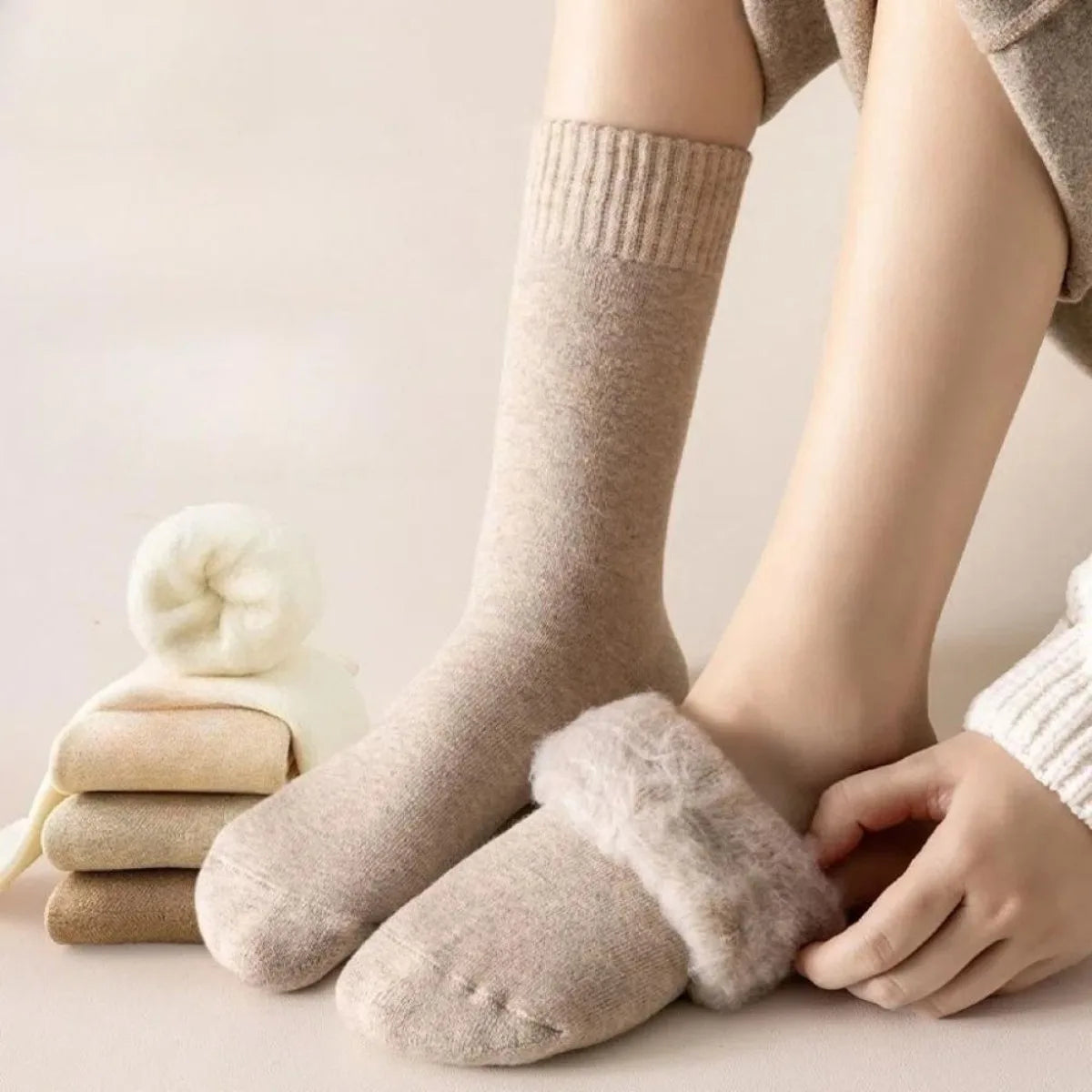 Women's Extra Thick Thermal Winter Crew Boot Socks | 1 Pair Thermal Winter Socks QXL