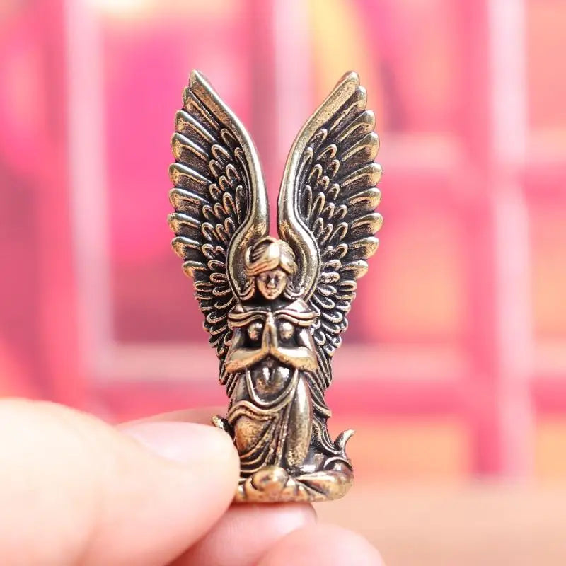 Brass Guardian Angel Miniature Figurine | Desk & Home Décor Miniature Figurine QXL