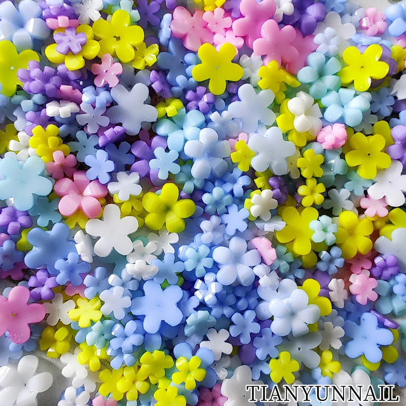 100-Pack 3D Flower Nail Charms | Resin Rhinestone Decorations Nail Art Charms QXL