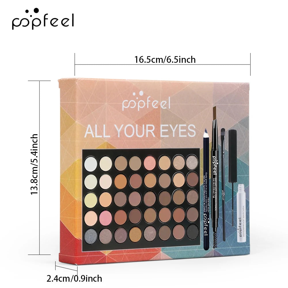 POPFEEL Eye Makeup Set – Eyeshadow, Eyeliner, Mascara & Brow Pencil Eye Makeup Gift Set QXL