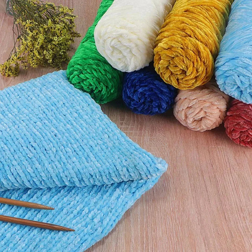 Chenille Velvet Yarn 95g 135m | Glossy Crochet Knitting Thread Chenille Velvet Yarn QXL