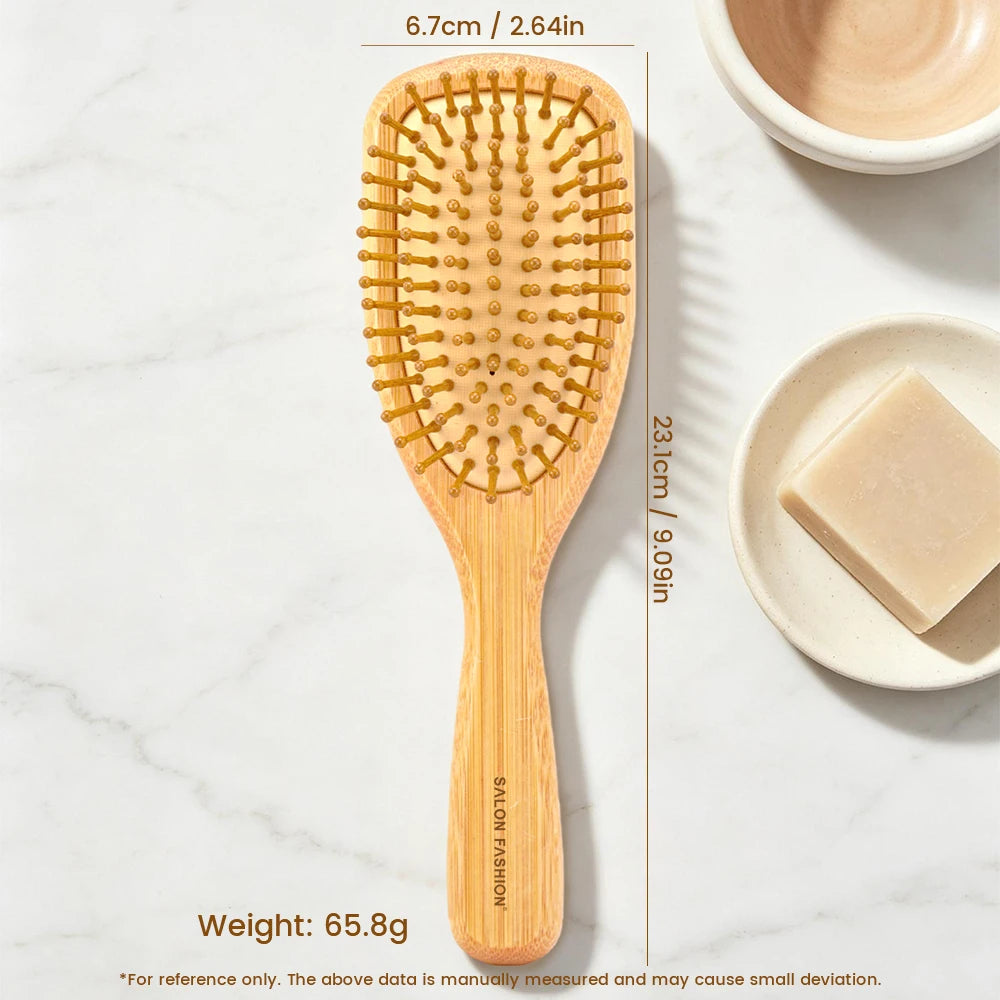 Mini Bamboo Air Cushion Hairbrush | Detangling Scalp Massage Bamboo Hair Brush QXL