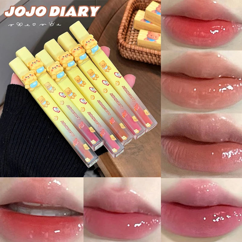 Cheesy Bear Mirror Lip Glaze – Sheer Nude Glossy Lip Gloss Lip Gloss QXL