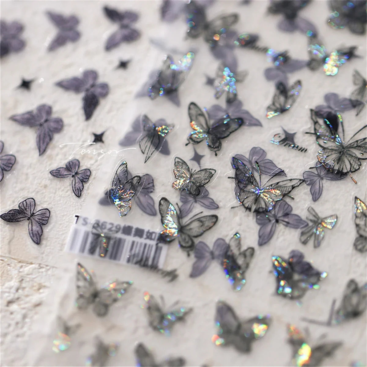 5D Black Butterfly Nail Stickers | Kawaii Glitter Decals Nail Art Stickers QXL
