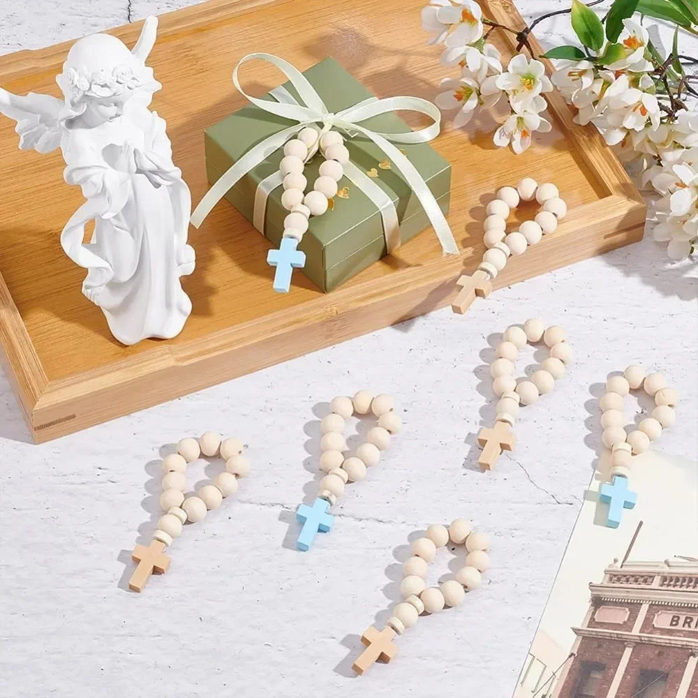 36-Pack Wooden Rosary Beads with Cross Pendant | Catholic Rosary Bracelet Set QXL