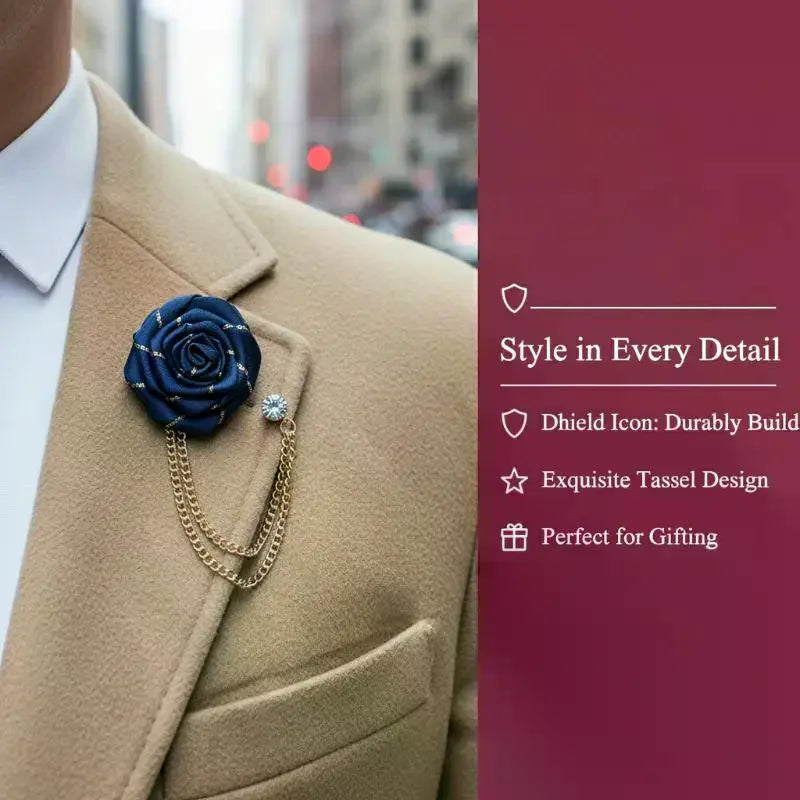 Handmade Rose Flower Brooch Lapel Pin | Groom Boutonniere Brooch Lapel Pin QXL