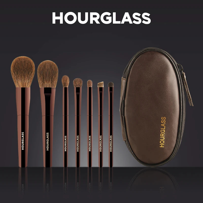 Hourglass 7-Piece Mini Portable Makeup Brush Set | Animal Hair Makeup Brush Set QXL