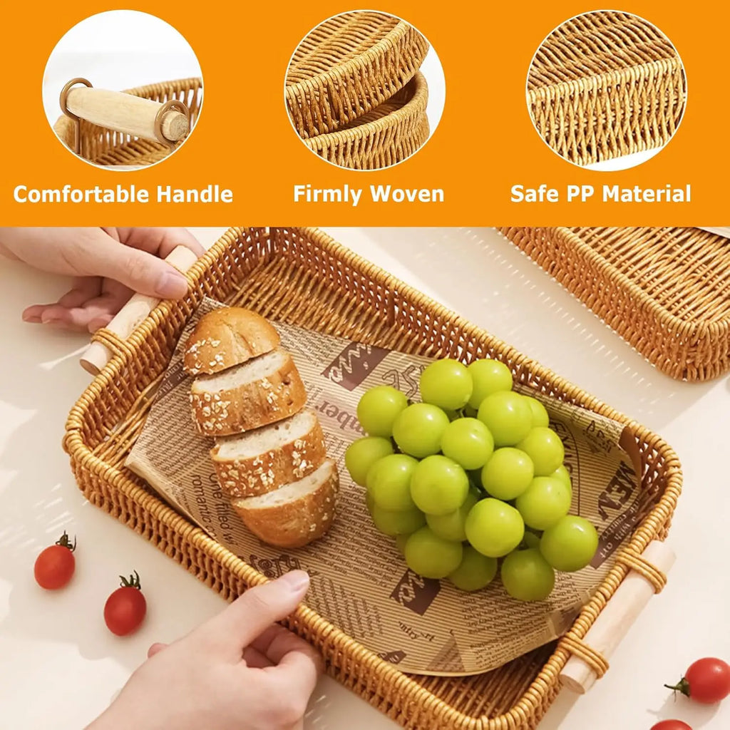Rectangular Rattan Wicker Tray | Fruit, Food & Home Decor Wicker Serving Tray QXL