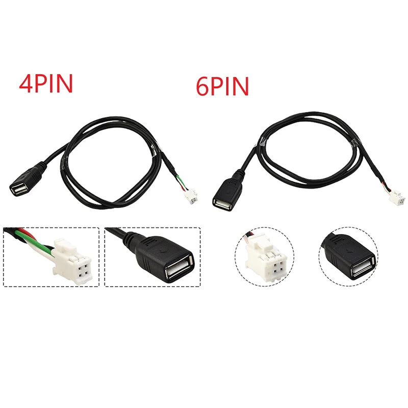 75cm Car USB Cable Adapter 4-Pin & 6-Pin Android Stereo Car USB Cable Adapter QXL