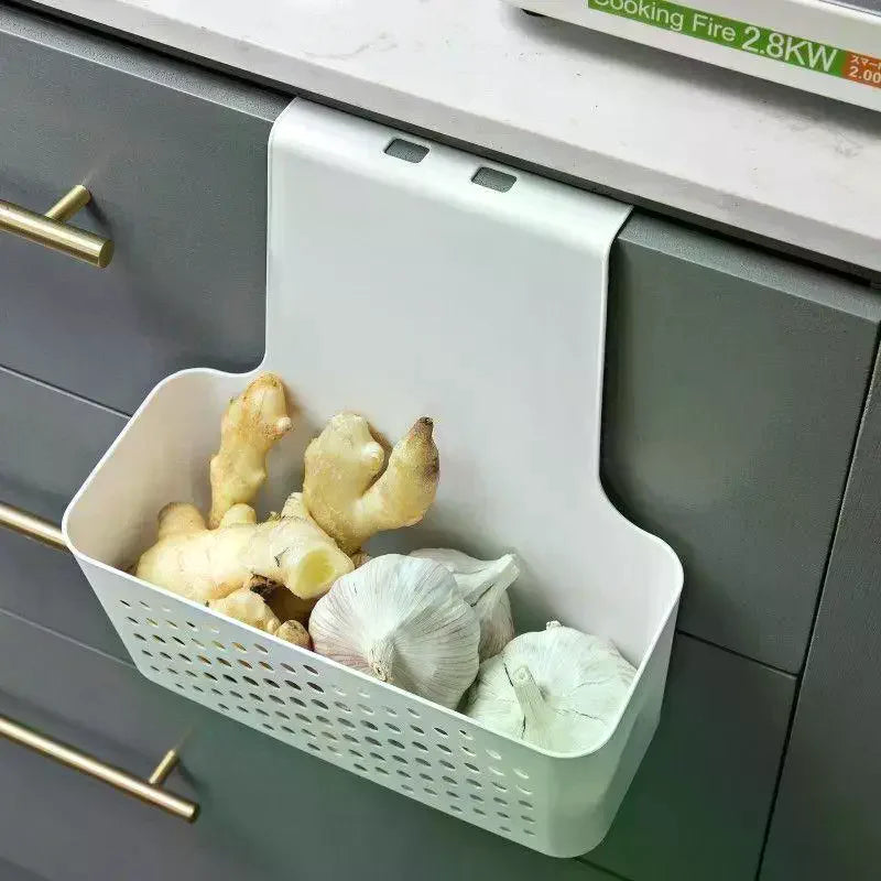 Over-Cabinet Door Hanging Storage Basket | No-Drill Organizer Cabinet Door Organizer QXL