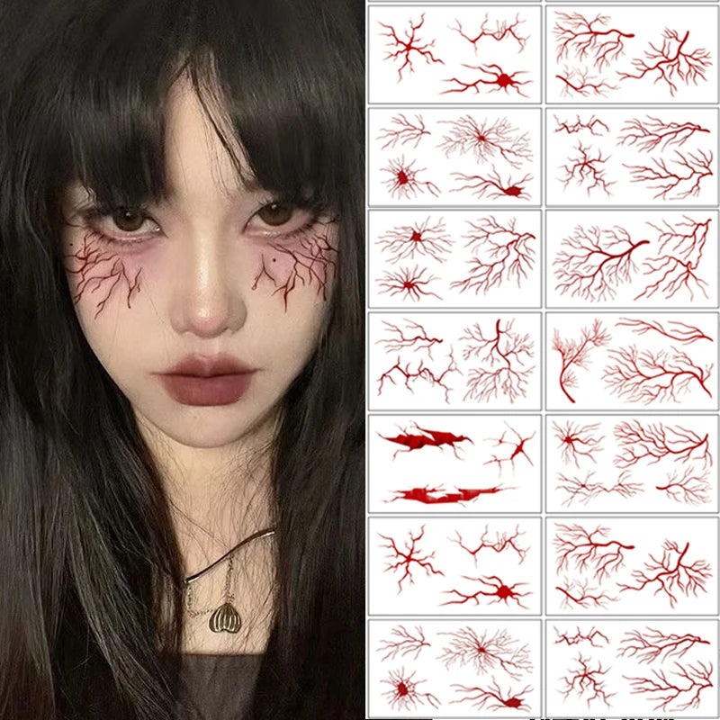 10-Pack Halloween Vein Temporary Tattoo Stickers | Body Art Temporary Tattoo Stickers QXL