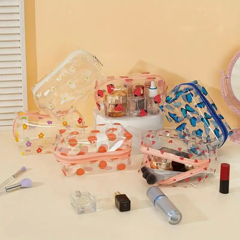 Large Capacity Floral Transparent PVC Pencil Case | Waterproof Pencil Case QXL