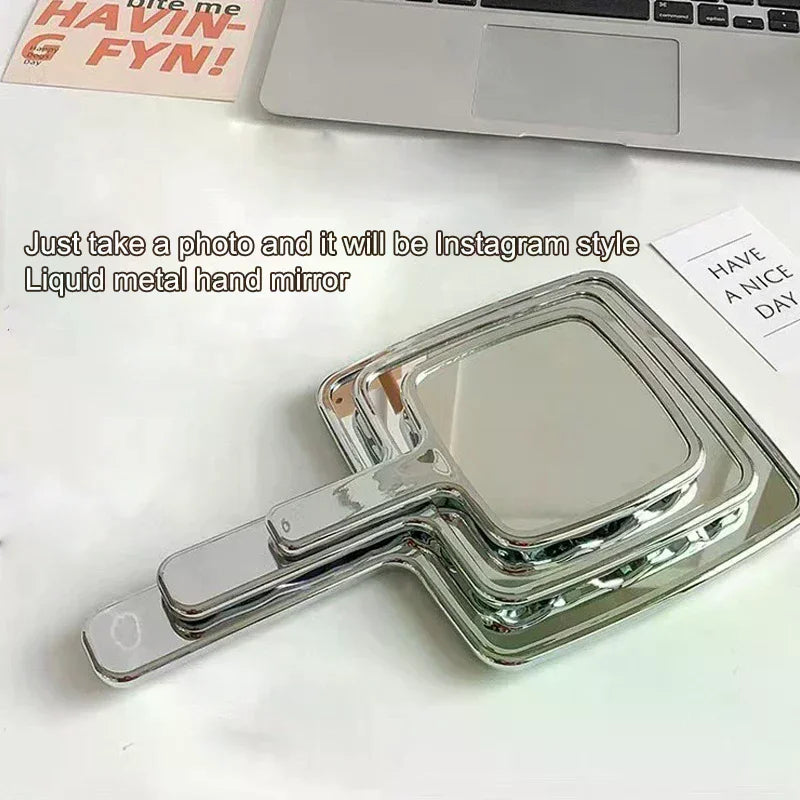 Electroplated Handheld Makeup Mirror | Round & Square S/M/L Handheld Makeup Mirror QXL