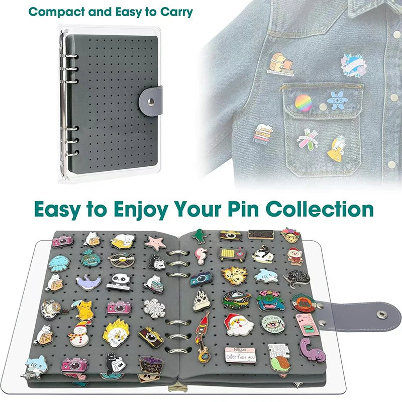 Felt Pin Display Book | 6-Page Badge & Brooch Organizer Album Pin Display Album QXL