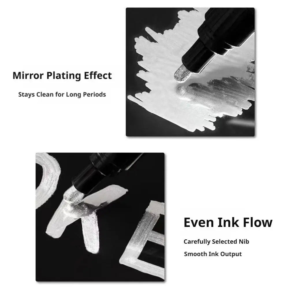 Chrome Mirror Paint Marker Pen | 2mm Silver Reflective Ink Chrome Paint Marker QXL