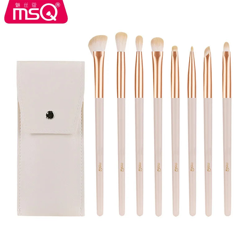 White Rose 8-Piece Soft Fiber Eye & Detail Makeup Brush Set Makeup Brush Set QXL 8 pieces and bags