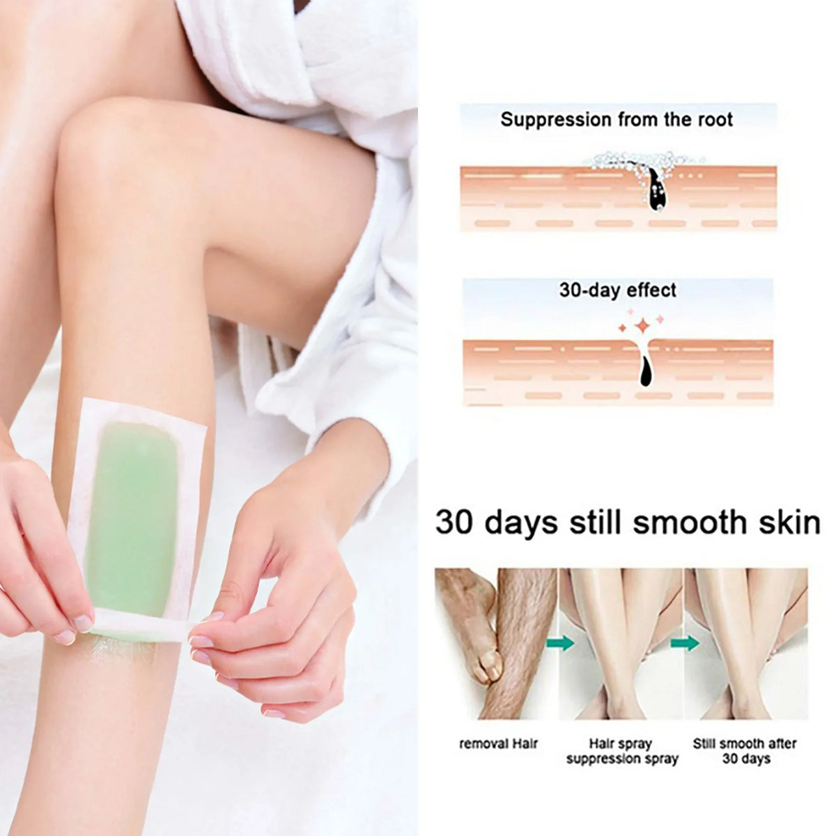 10-Pack Cold Wax Strips – Face, Arm, Leg & Body Hair Removal Cold Wax Strips QXL