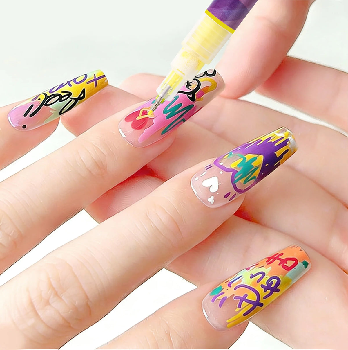 12-Pc 3D Nail Art Graffiti Marker Pens | Waterproof DIY Liner Nail Art Marker Pens QXL