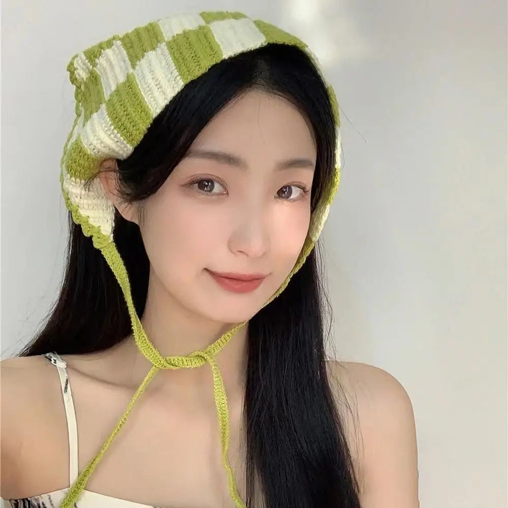 Handmade Crochet Floral Triangle Headband | Knitted Headscarf Crochet Headband QXL