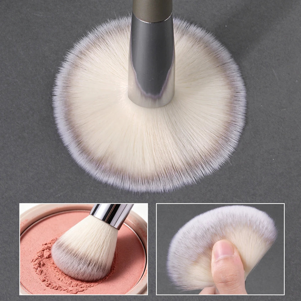 KOSSHOW Large Powder Brush | Ombre Hair Champagne Wood Handle Powder Makeup Brush QXL