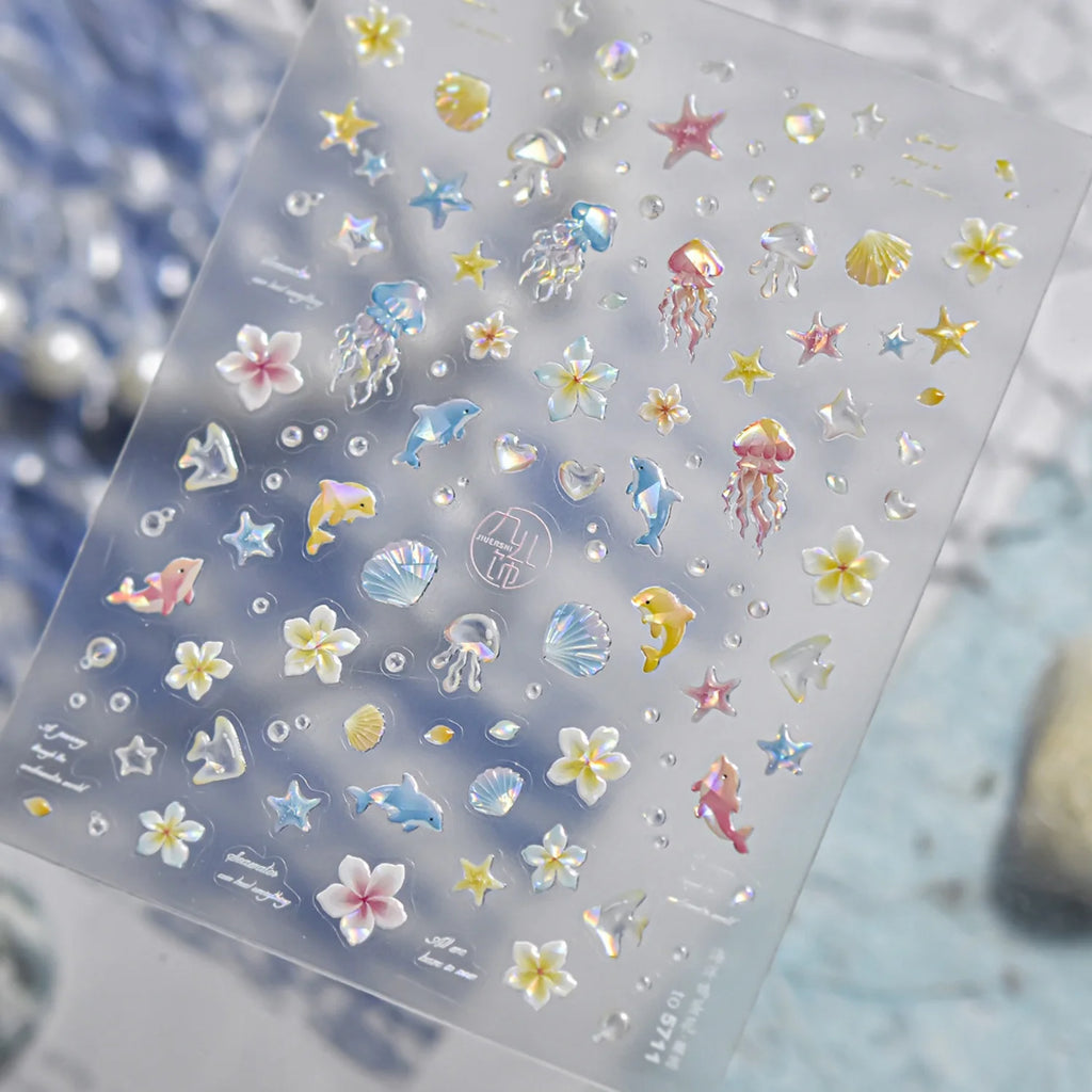 5D Ocean Nail Art Stickers – Jellyfish, Starfish & Dolphin Decals Nail Art Stickers QXL