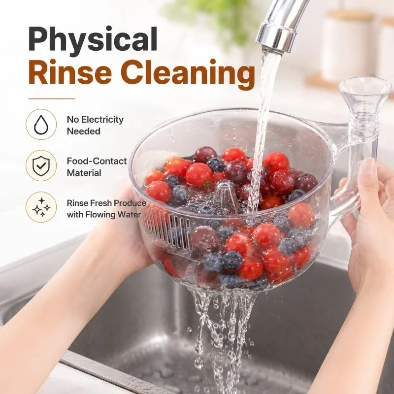 Clear Fruit & Vegetable Wash Bowl | Water-Flow Colander Kitchen Colander Bowl QXL