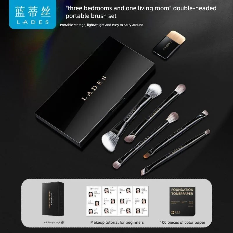 11-Piece Portable Makeup Brush Set with Double-Sided Storage Box Makeup Brush Set QXL