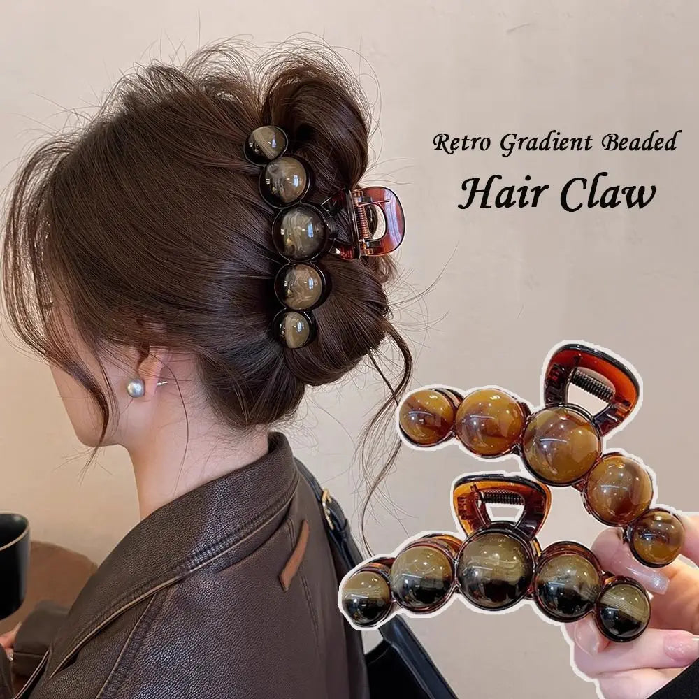 Gradient Beaded Hair Claw Clip | 11cm Geometric Retro Hairpin Hair Claw Clip QXL