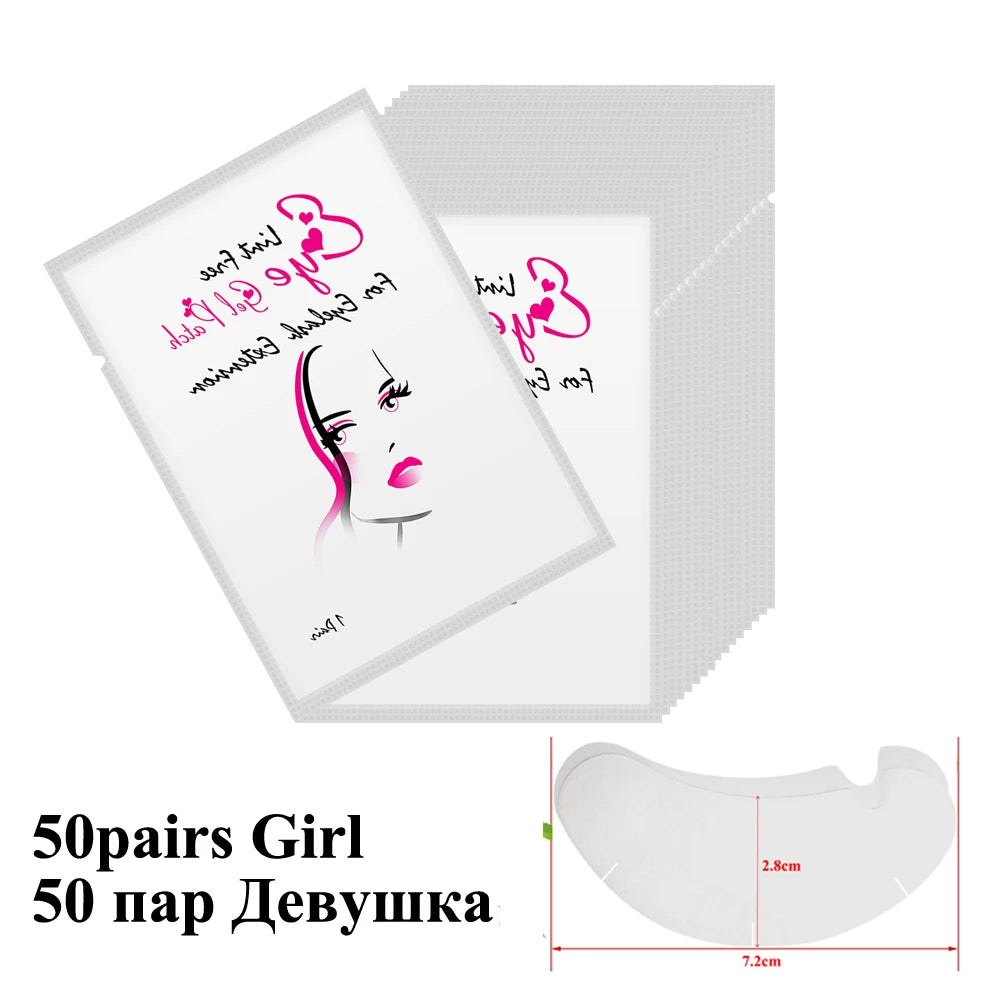 50-Pack Hydrogel Under Eye Pads for Eyelash Extensions Eyelash Extension Pads QXL 50pairs Girl