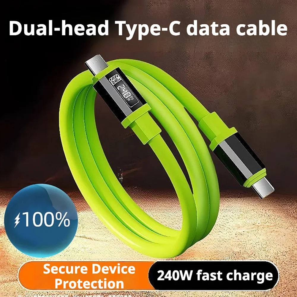 240W USB-C to USB-C Fast Charging Cable 6A PD Quick Charge USB-C Charging Cable QXL