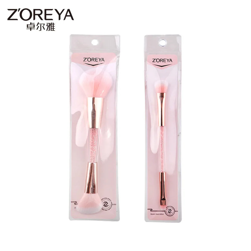 Double-Ended Blush & Contour Brush | Soft Acrylic Handle Makeup Brush QXL