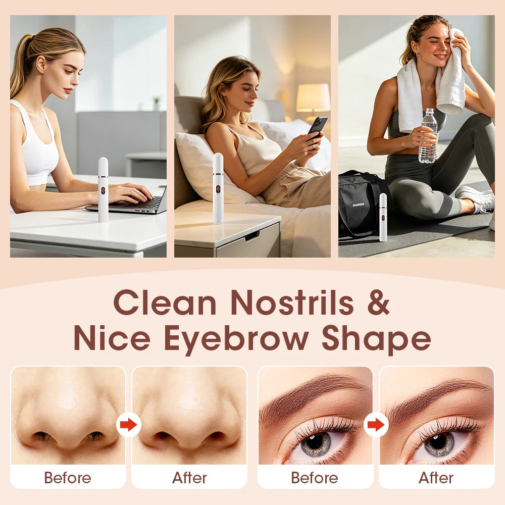 2-in-1 Electric Eyebrow & Nose Hair Trimmer | Rechargeable Hair & Nose Trimmer QXL