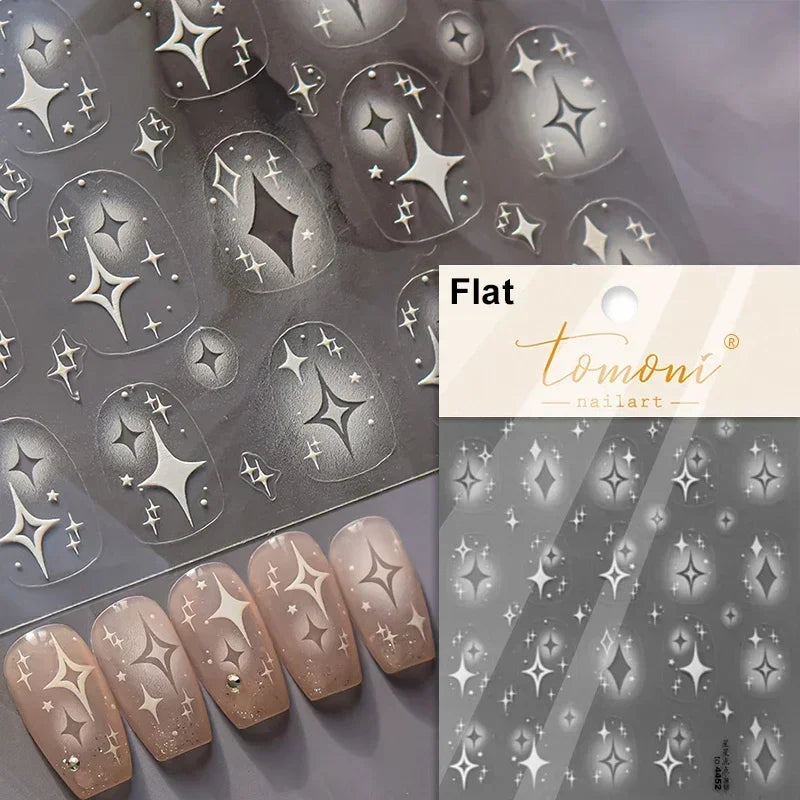5D Star Nail Art Stickers | Gold & Silver Holographic Decals