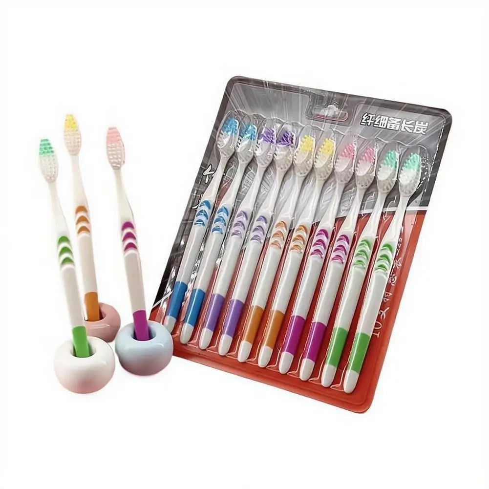 10-Pack Bamboo Charcoal Soft Bristle Toothbrush Set Toothbrush Set QXL
