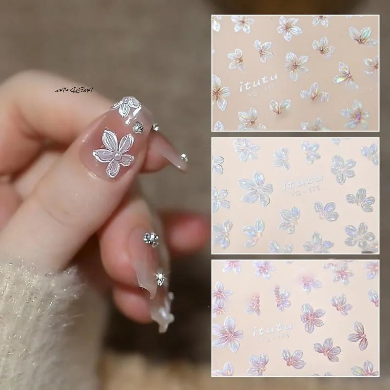 5-Petal Flower Nail Stickers | Floral DIY Nail Art Decals Nail Art Stickers QXL