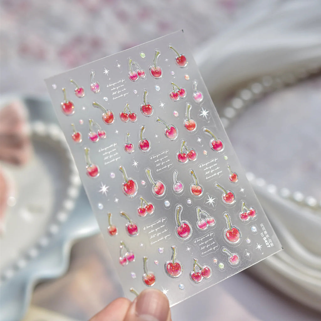 5D Iridescent Jelly Fruit Nail Stickers – Self-Adhesive Decals