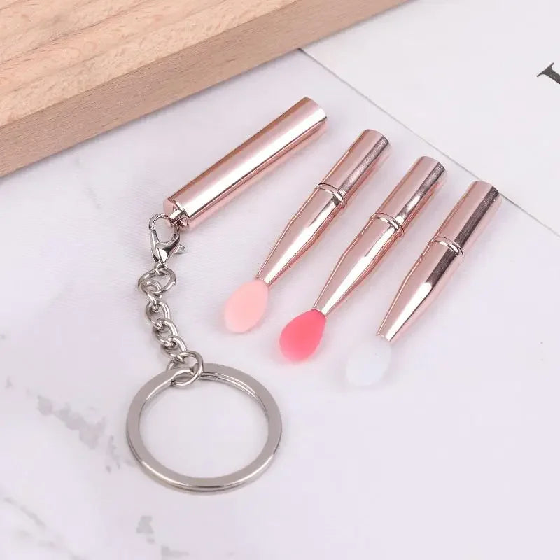 Silicone Lip Brush with Cover & Keychain | Portable Travel Silicone Lip Brush QXL