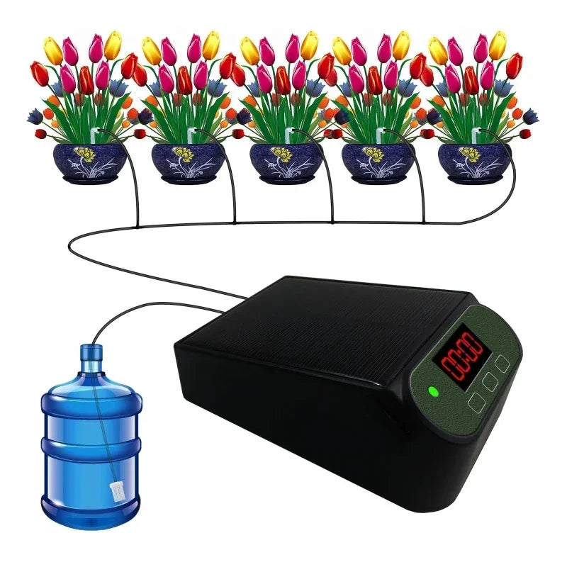 Solar Auto Drip Irrigation Kit | Timer Garden Watering System Drip Irrigation Kit QXL