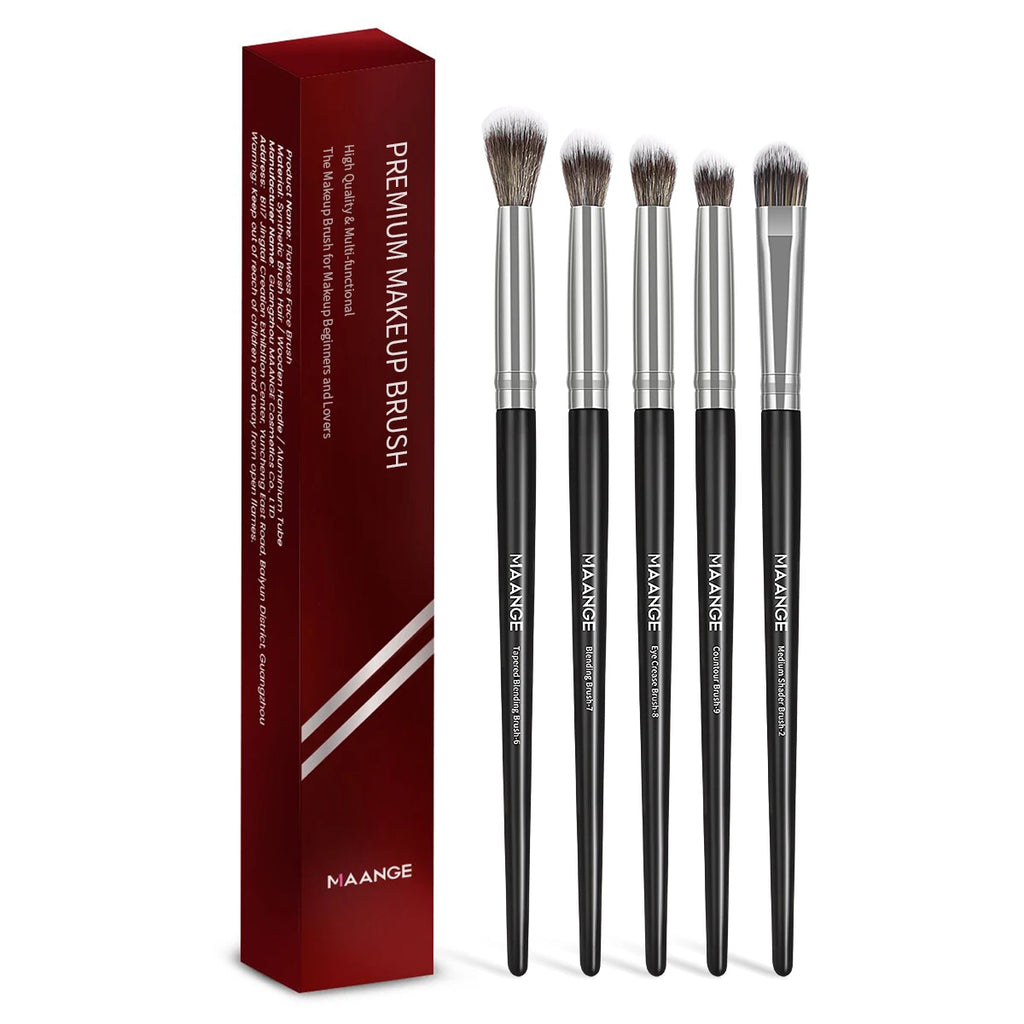 MAGEFY 5-Pc Eye Makeup Brush Set | Soft Synthetic Bristles Eye Makeup Brush Set QXL Black