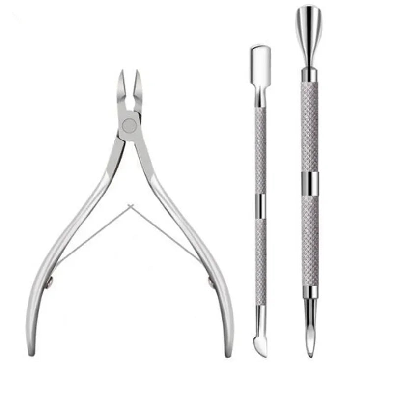 Stainless Steel Cuticle Scissor & Pusher Manicure Set Cuticle Manicure Set QXL M172 Silvery