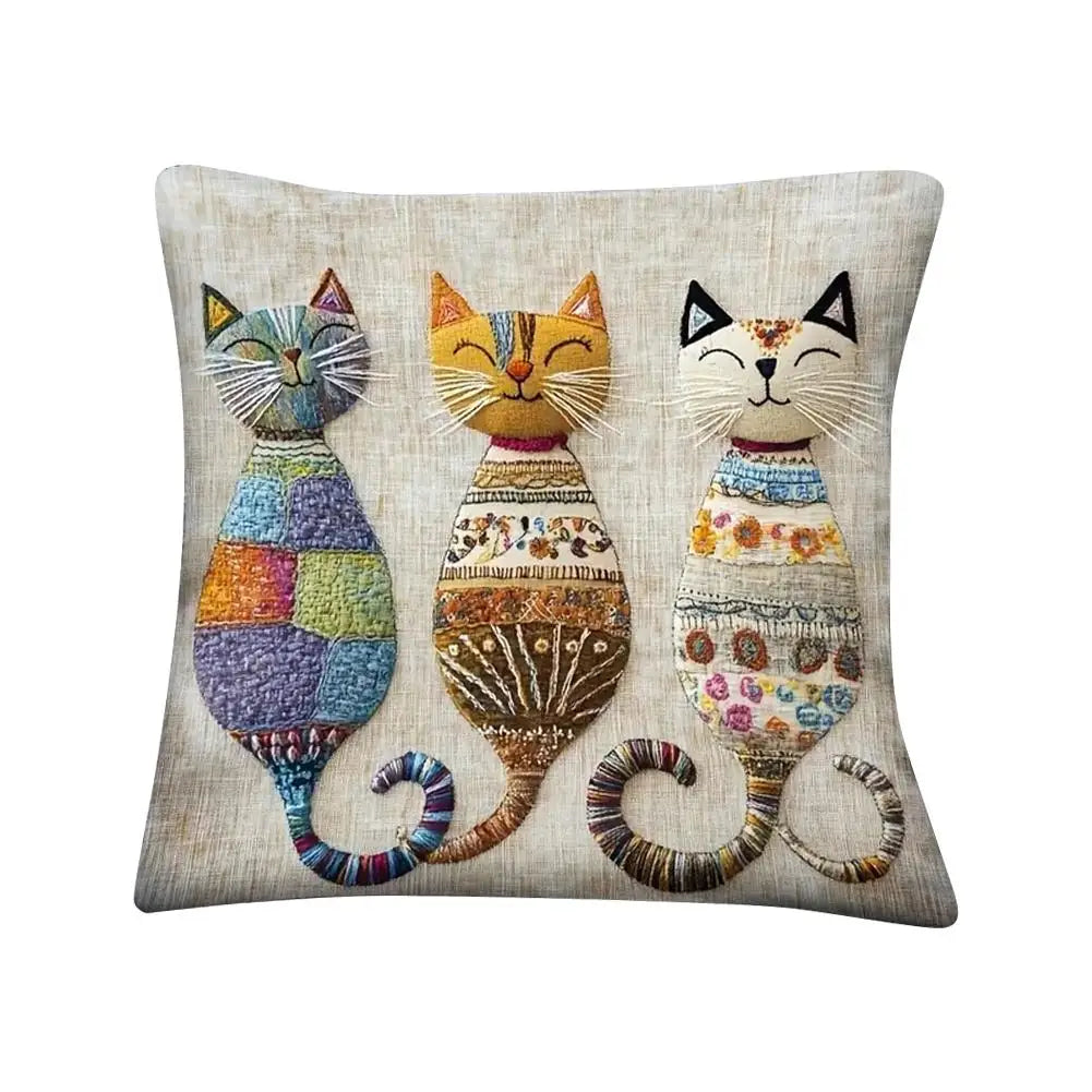 Cat-Themed Decorative Pillow Cover | Soft Plush 45x45cm Decorative Pillow Cover QXL 1pcs