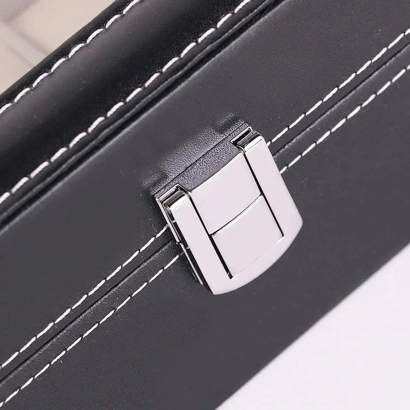 6-Slot PU Leather Watch Box with Glass Lid – Display & Storage Watch Display Box QXL