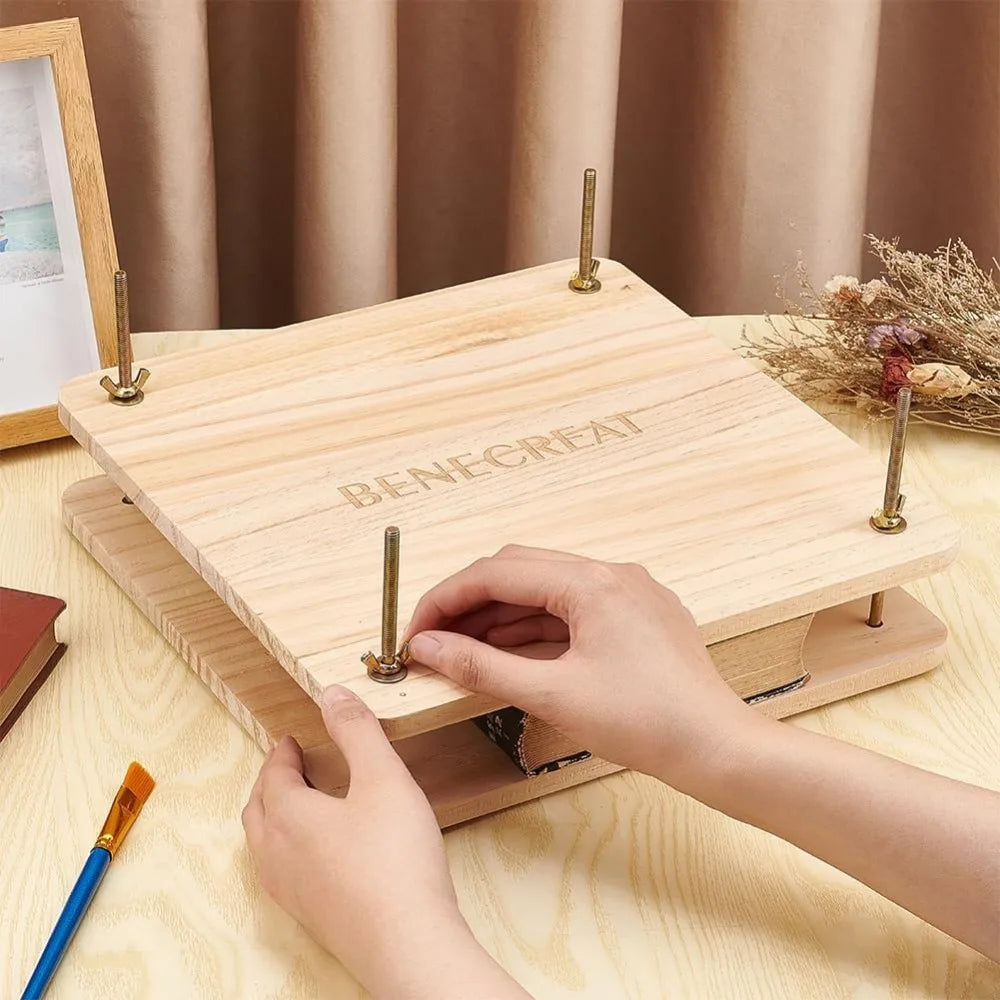 Wooden Book Press Bookbinding Machine | Wing Nuts & Gaskets Bookbinding Press QXL
