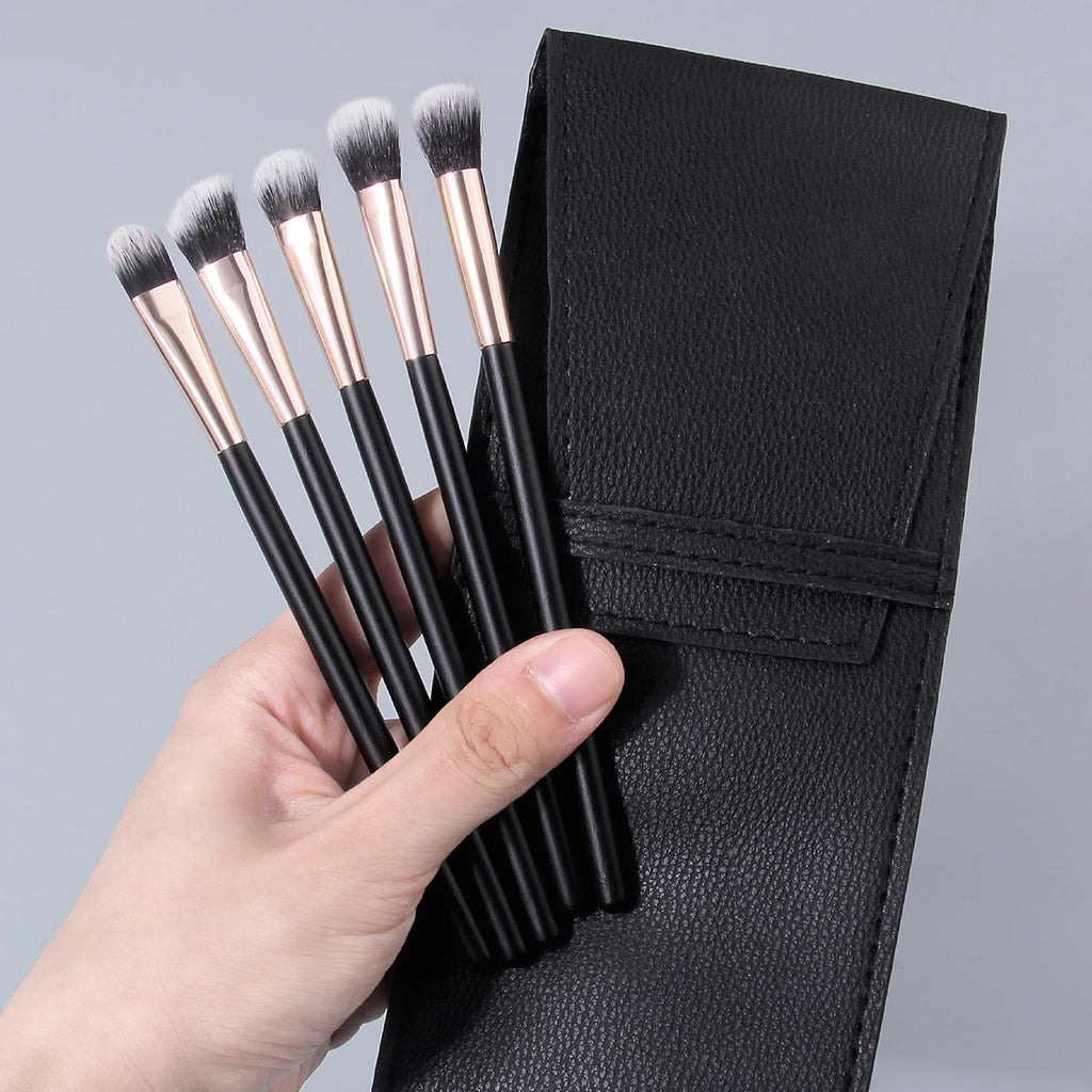 KOSSHOW 6-Piece Eyeshadow Brush Set | Wood Handle & Storage Bag Eye Makeup Brush Set QXL