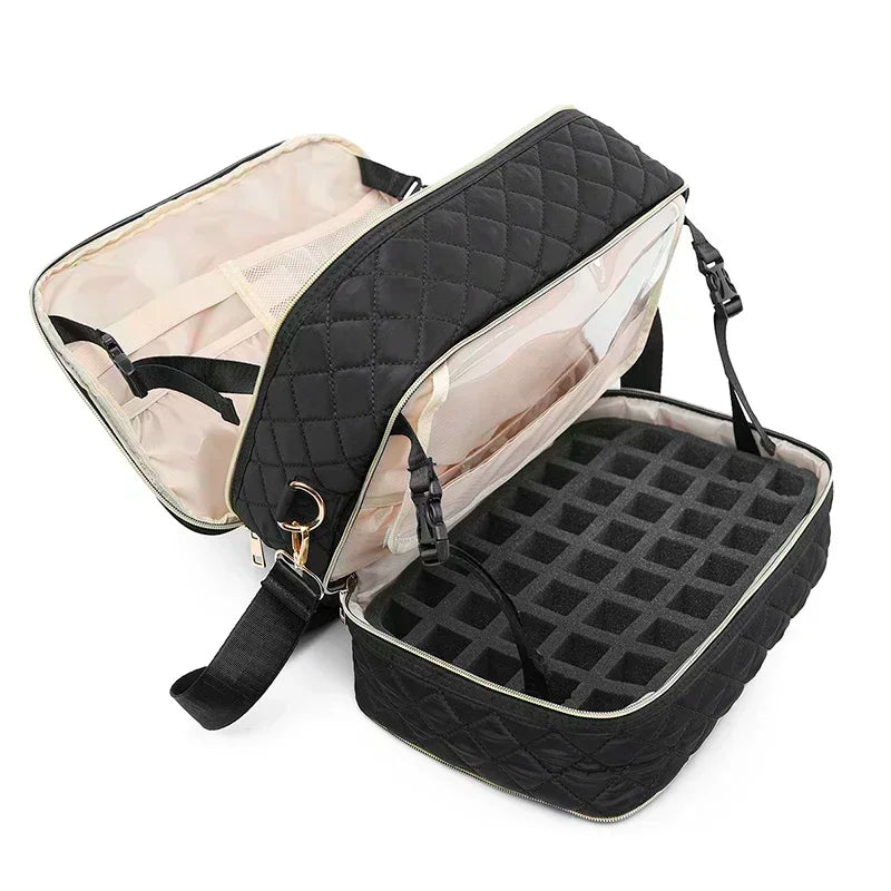 80-Bottle Nail Polish Storage Bag | 3-Layer Travel Organizer Nail Polish Storage Bag QXL