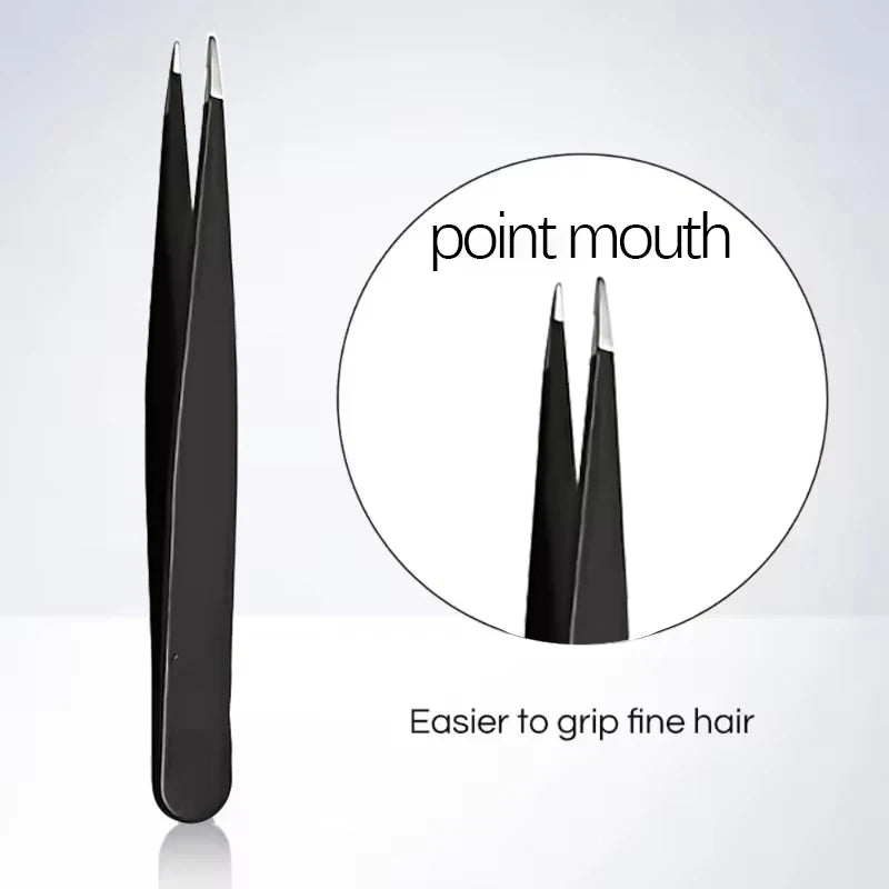 Black Stainless Steel Eyebrow Tweezer – Slant & Flat Tip Eyebrow Tweezer QXL Point
