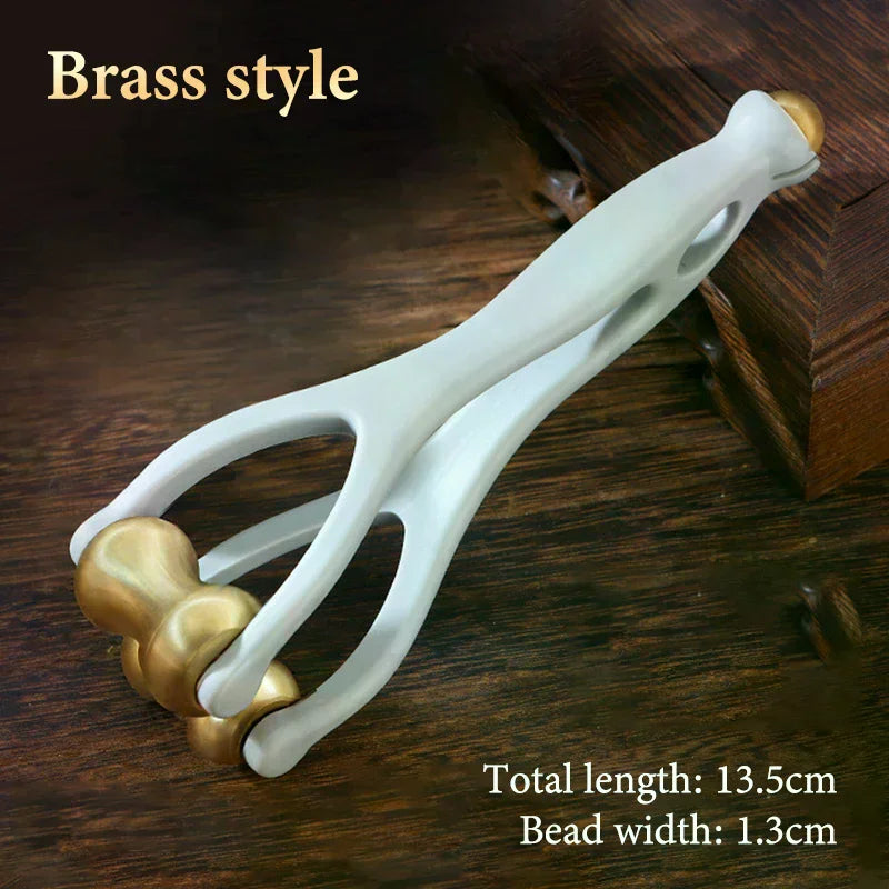 Brass Dual-Row Finger Roller Massager | Bian Stone Tool Finger Roller Massager QXL