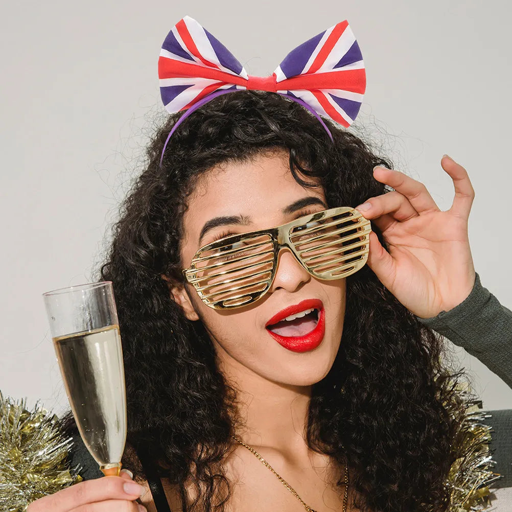 6-Pack Union Jack Bow Headbands | Satin British Flag Hair Accessories Bow Headband Set QXL